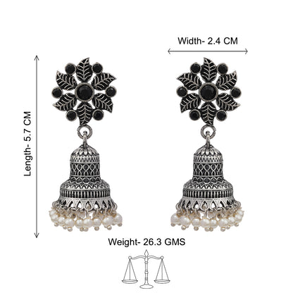 Fearless flower jhumki earring (Black)
