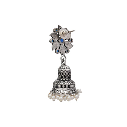 Fearless flower jhumki earring (Blue)