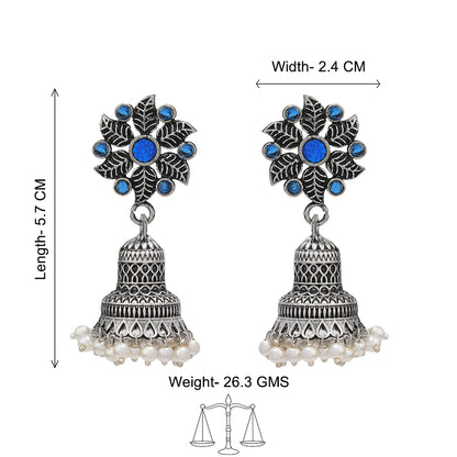 Fearless flower jhumki earring (Blue)
