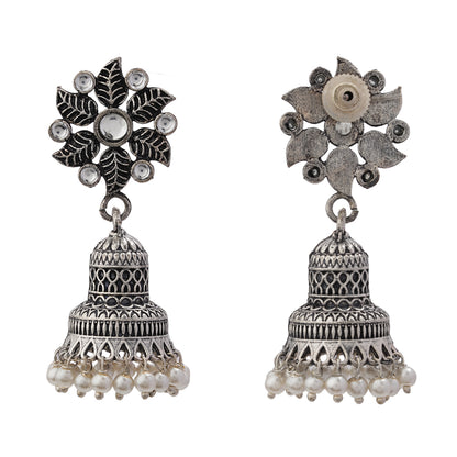 Fearless flower jhumki earring (White)