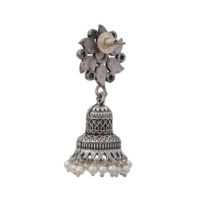 Fearless flower jhumki earring (White)