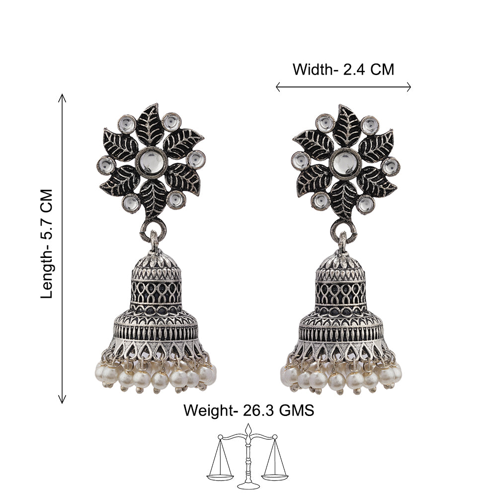 Fearless flower jhumki earring (White)