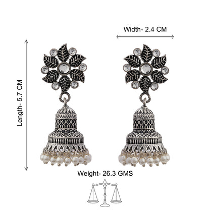 Fearless flower jhumki earring (White)