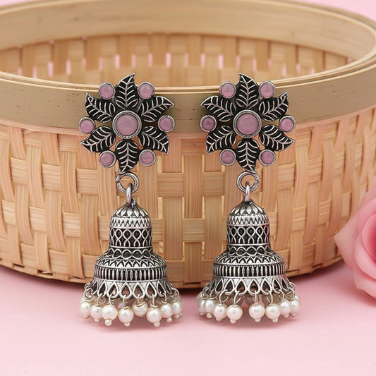 Fearless flower jhumki earring (Baby Pink)