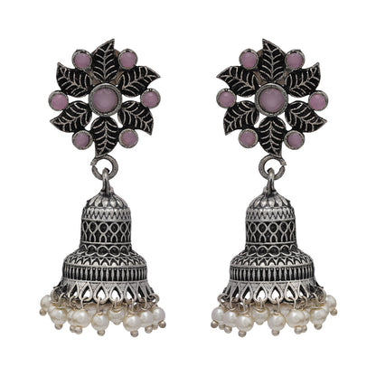 Fearless flower jhumki earring (Baby Pink)