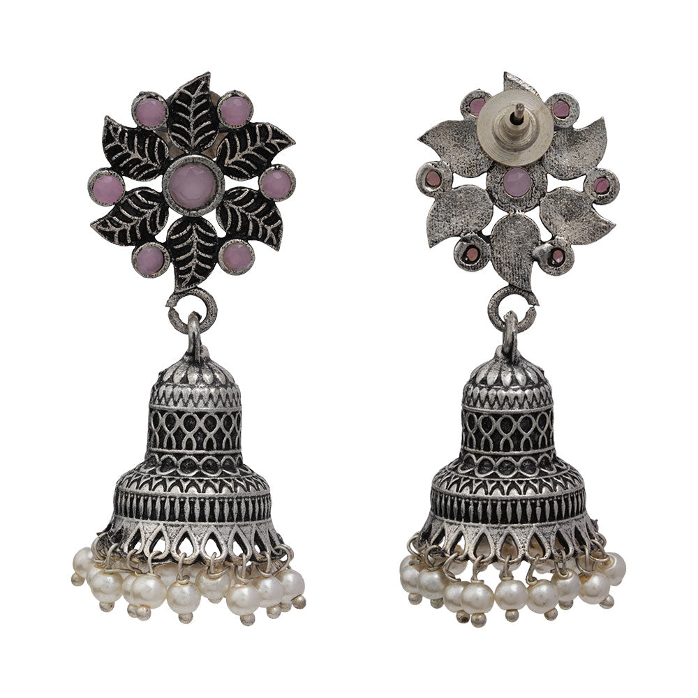 Fearless flower jhumki earring (Baby Pink)