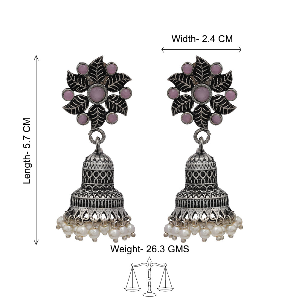 Fearless flower jhumki earring (Baby Pink)