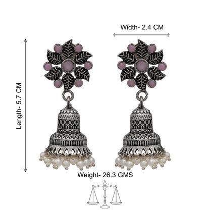 Fearless flower jhumki earring (Baby Pink)