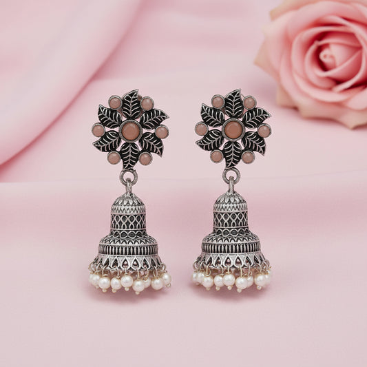 Fearless flower jhumki earring (Light Orange)