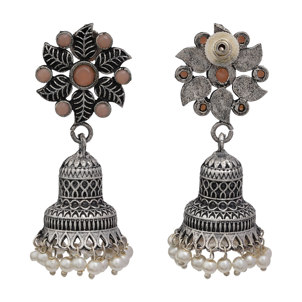 Fearless flower jhumki earring (Light Orange)