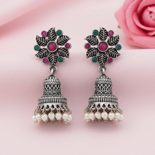 Fearless flower jhumki earring (Multicolored)