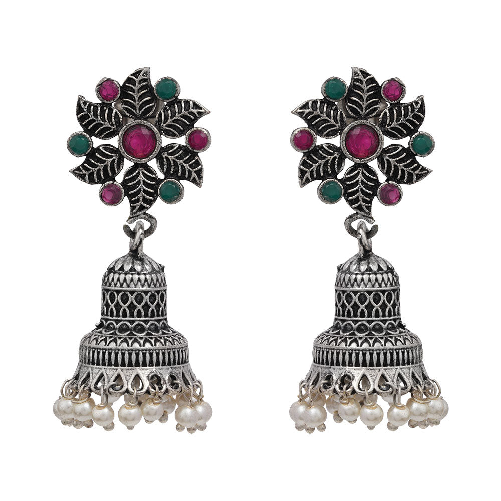 Fearless flower jhumki earring (Multicolored)