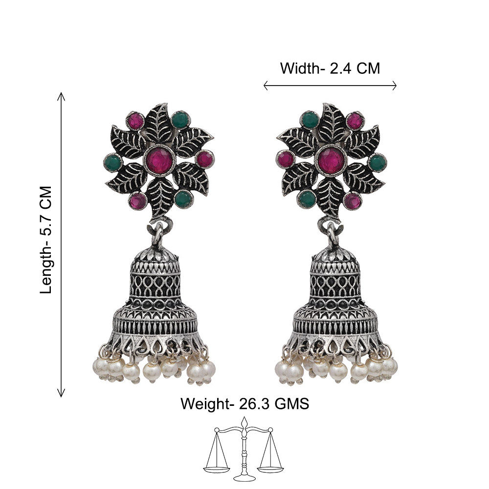 Fearless flower jhumki earring (Multicolored)
