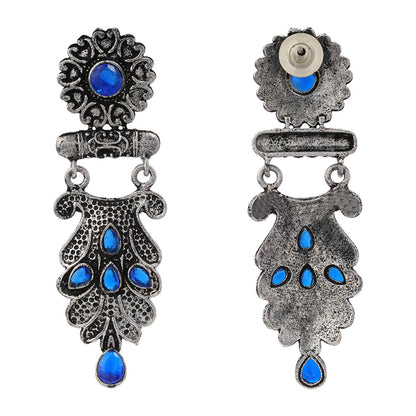 Swirly stone studded dangler earring (Blue)
