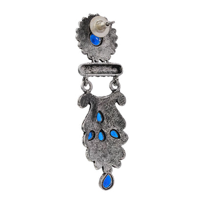 Swirly stone studded dangler earring (Blue)