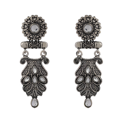 Swirly stone studded dangler earring (White)