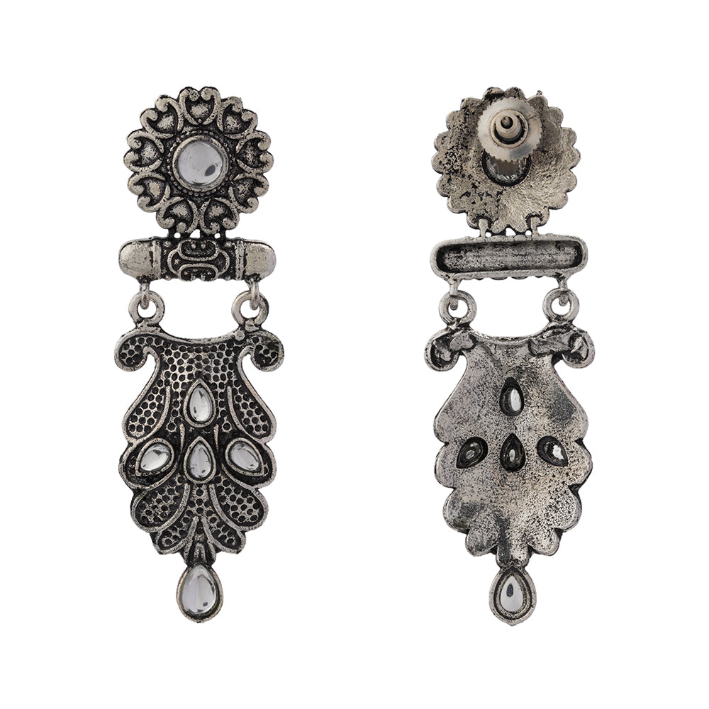 Swirly stone studded dangler earring (White)