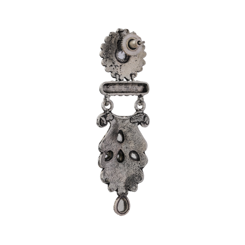 Swirly stone studded dangler earring (White)