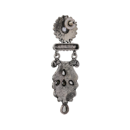 Swirly stone studded dangler earring (White)