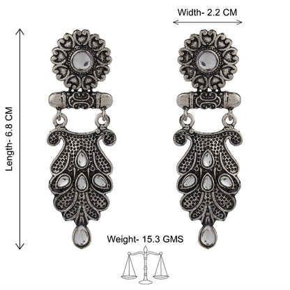 Swirly stone studded dangler earring (White)
