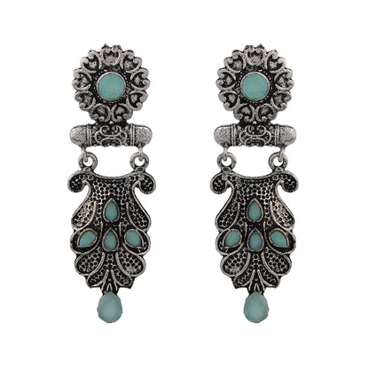 Swirly stone studded dangler earring (Mint)