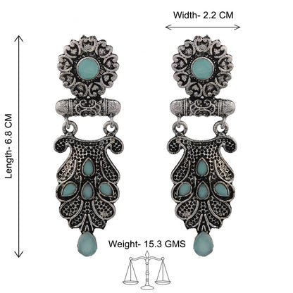 Swirly stone studded dangler earring (Mint)