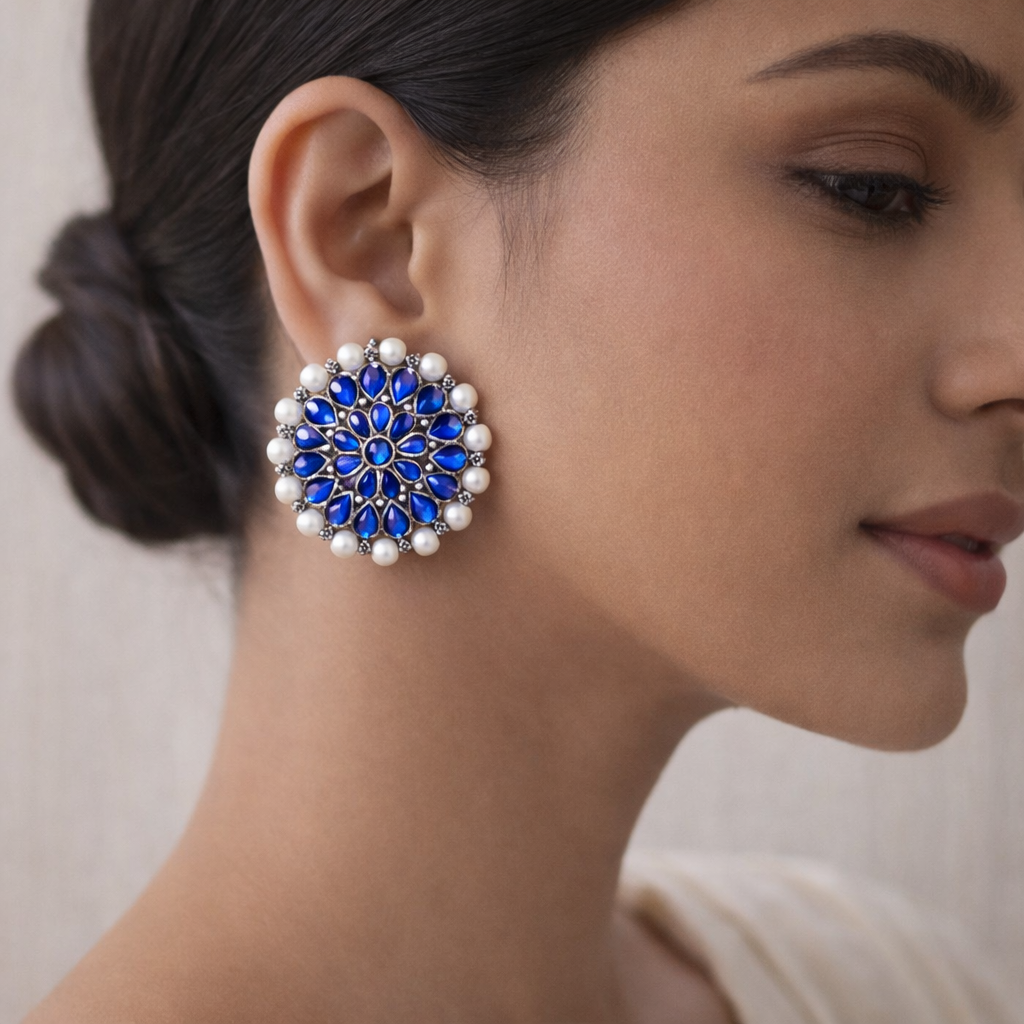 Desi Diva stud earring (Blue)