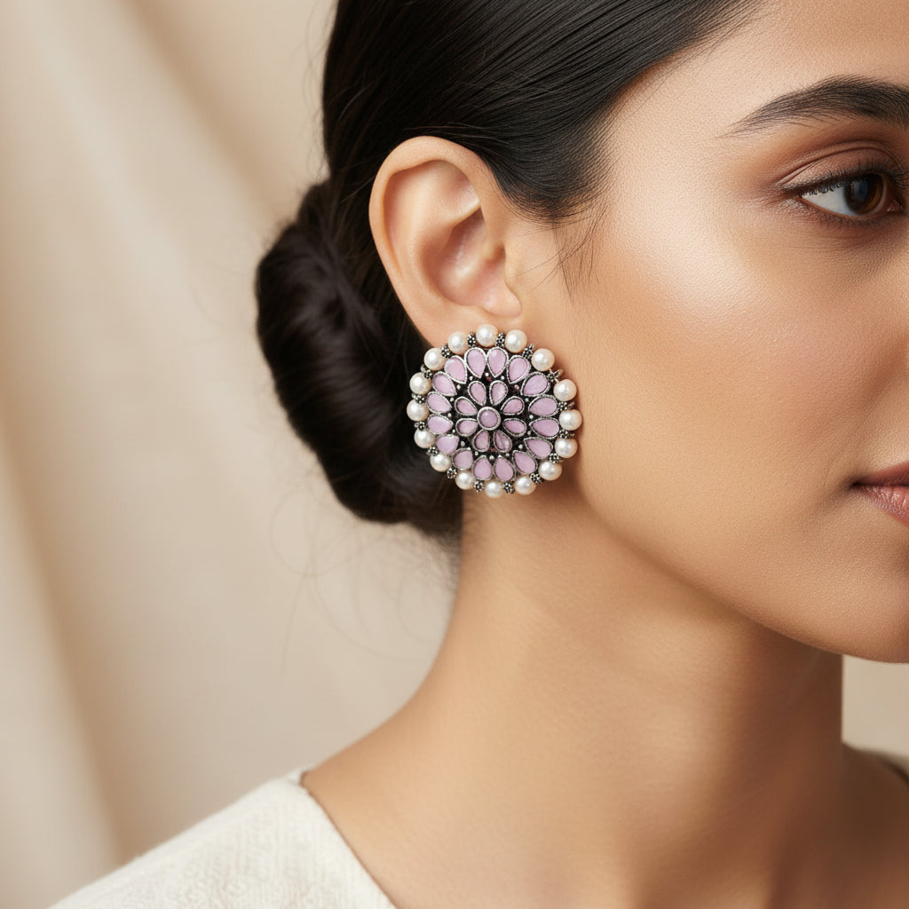 Desi Diva stud earring (Baby Pink)