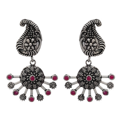 Rays and Paisley dangler earring (Red)