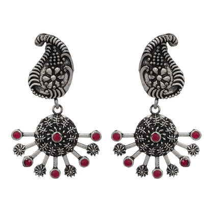 Rays and Paisley dangler earring (Red)