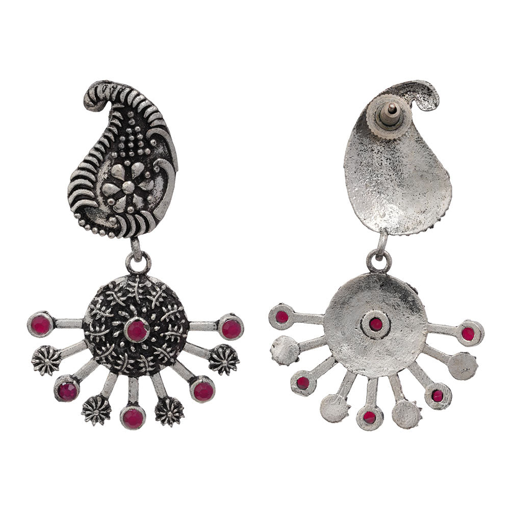 Rays and Paisley dangler earring (Red)