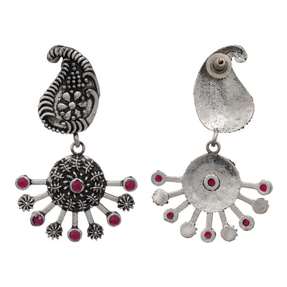 Rays and Paisley dangler earring (Red)