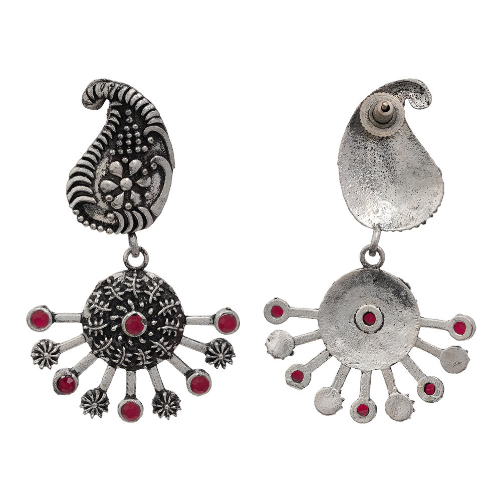 Rays and Paisley dangler earring (Red)