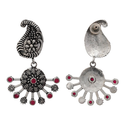Rays and Paisley dangler earring (Red)