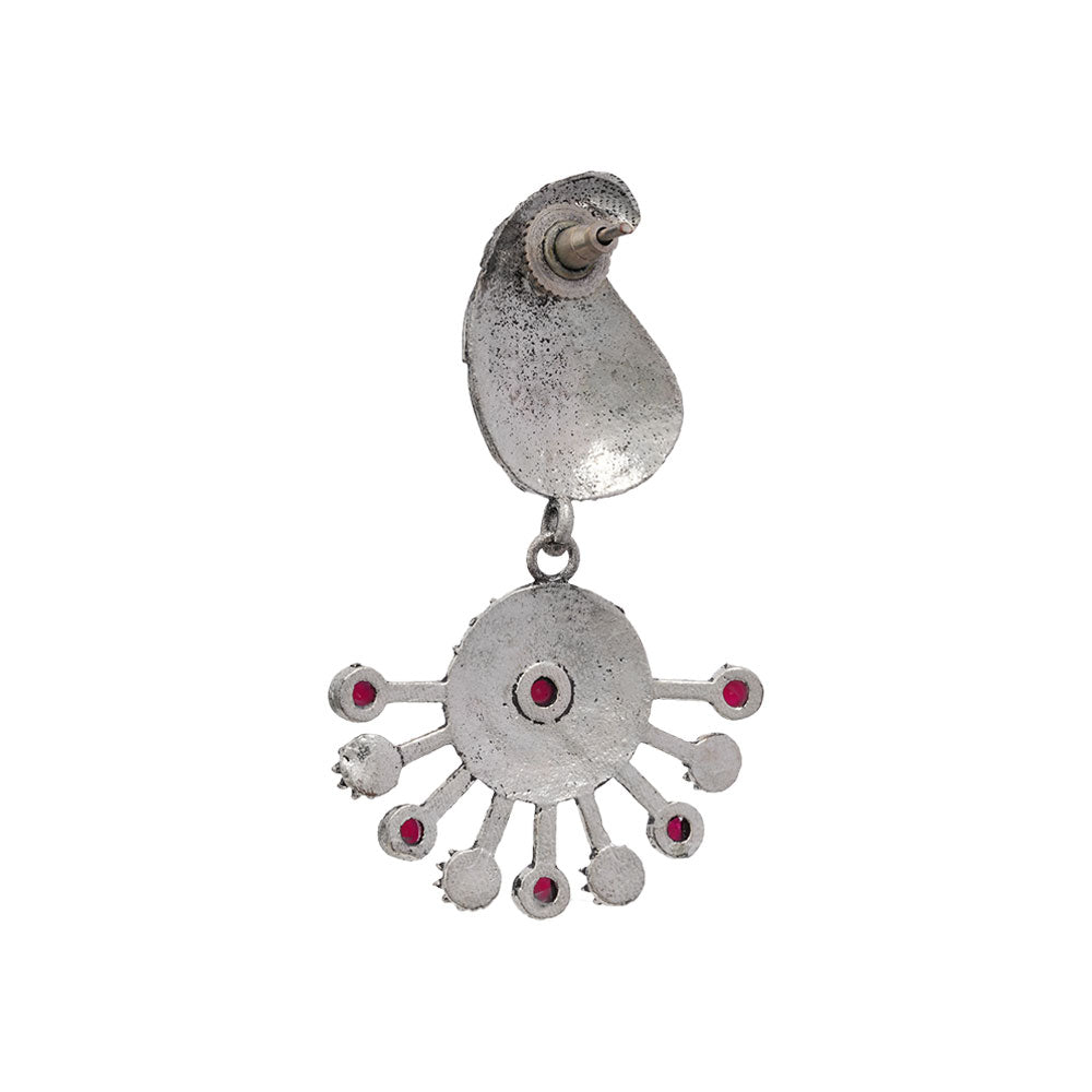 Rays and Paisley dangler earring (Red)