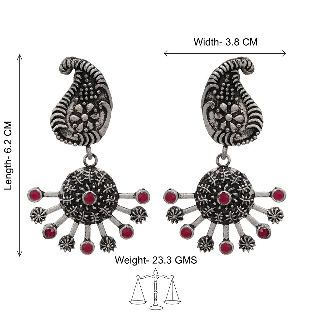 Rays and Paisley dangler earring (Red)