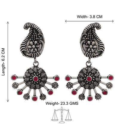 Rays and Paisley dangler earring (Red)