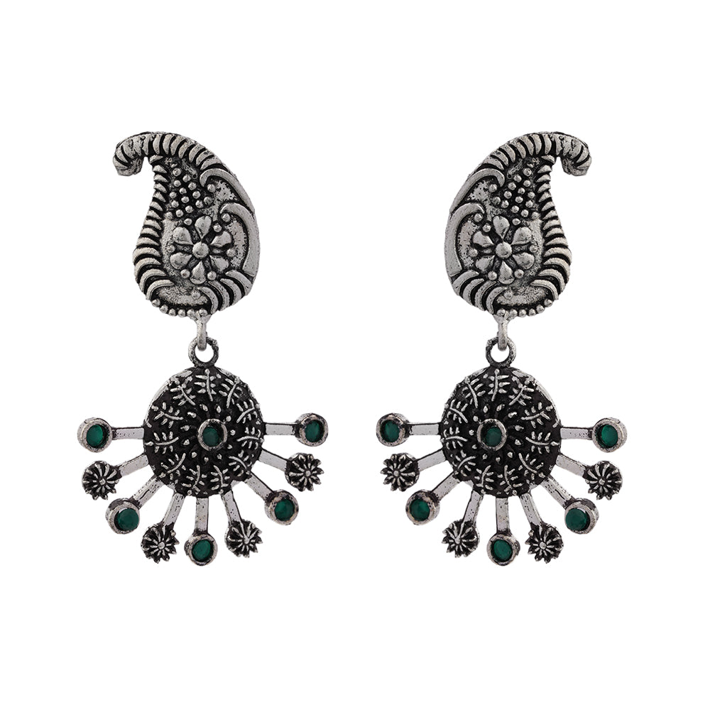 Rays and Paisley dangler earring (Green)