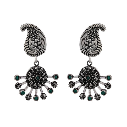 Rays and Paisley dangler earring (Green)