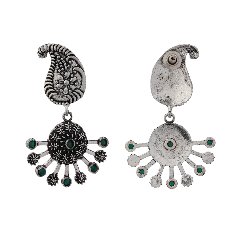 Rays and Paisley dangler earring (Green)