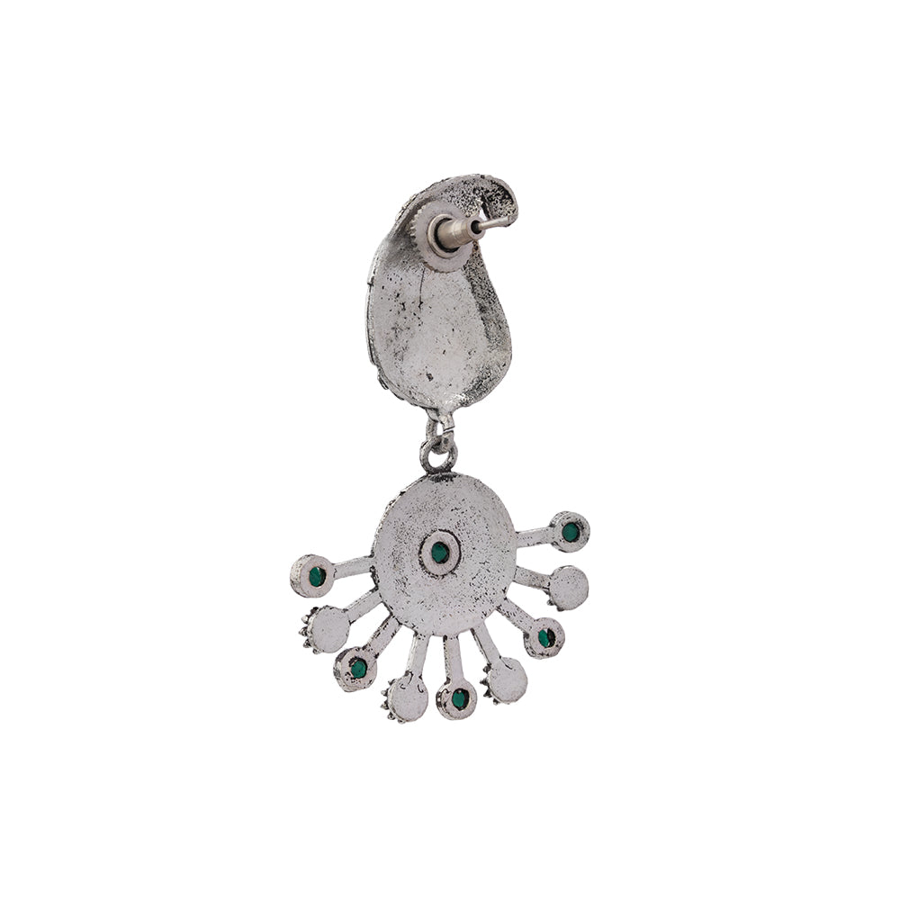 Rays and Paisley dangler earring (Green)