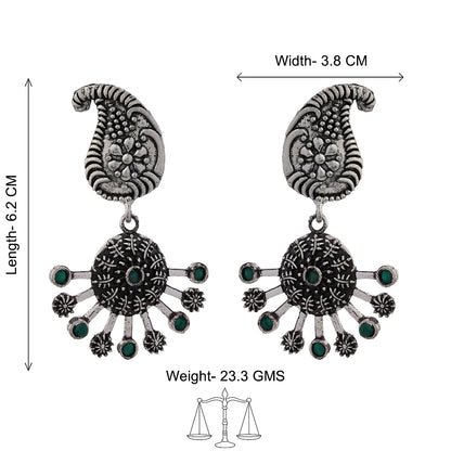 Rays and Paisley dangler earring (Green)