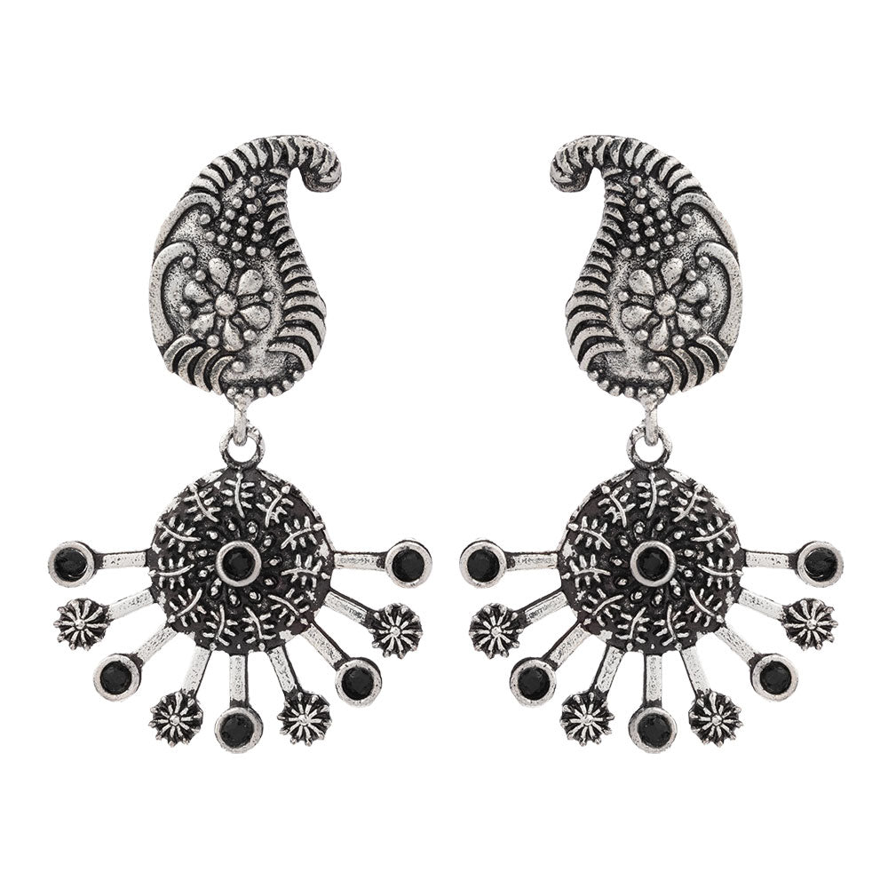 Rays and Paisley dangler earring (Black)