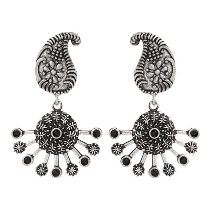 Rays and Paisley dangler earring (Black)