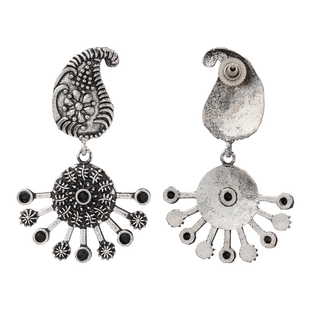 Rays and Paisley dangler earring (Black)