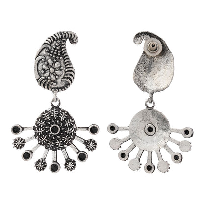 Rays and Paisley dangler earring (Black)