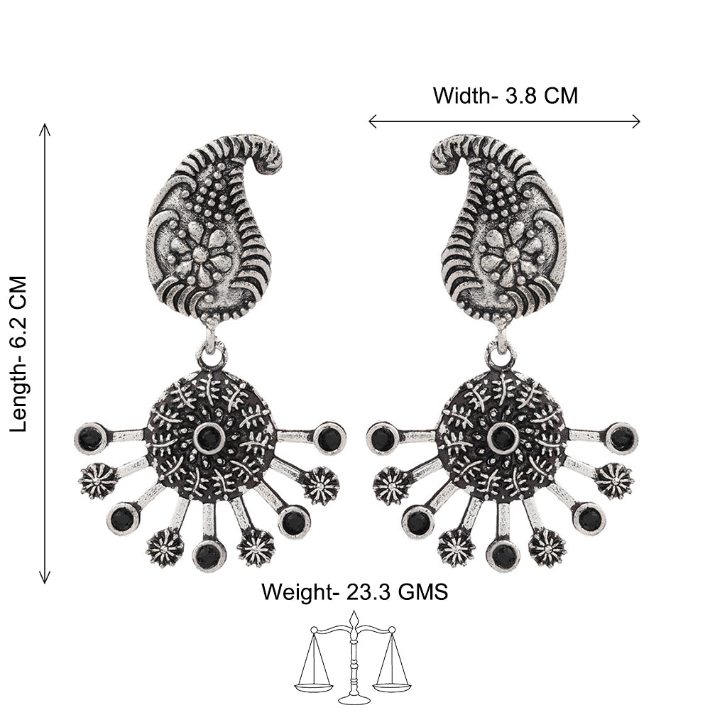 Rays and Paisley dangler earring (Black)