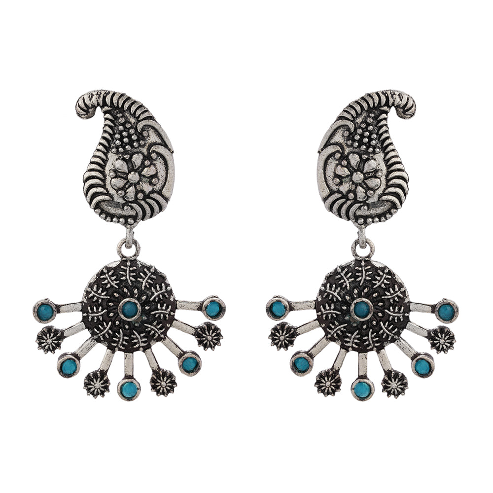 Rays and Paisley dangler earring (Blue)
