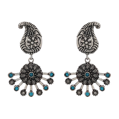 Rays and Paisley dangler earring (Blue)