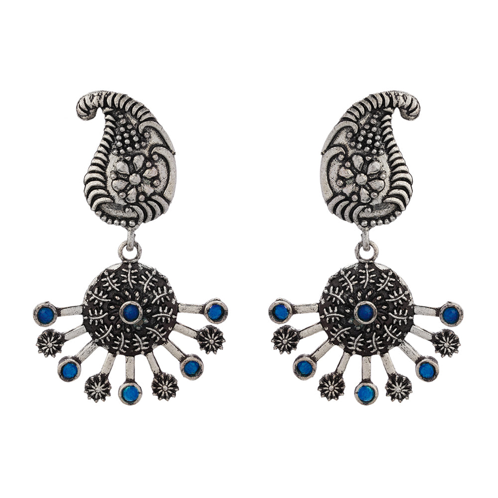 Rays and Paisley dangler earring (Blue)
